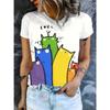 Summer Women's Round Neck Short Sleeved Animal Cartoon Portraits Series 3D T-shirt Fashionable Comfortable Breathable Loose Large Size T-shirt