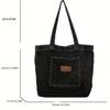 Vintage Washed Denim Tote Bag  Casual Large Capacity Single Shoulder Carryall  Stylish Purse