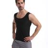 Men's Silver-Coated PU Sauna Suit: Body Shaper Sweat-Inducing Tight-Fit Short-Sleeve Vest for Abdomen Control.