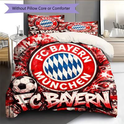 Bayern Munich Ensemble de couette à motif Décoration de maison Cadeau (1 * housse de couette + 2 * taie d'oreiller sans garnissage)