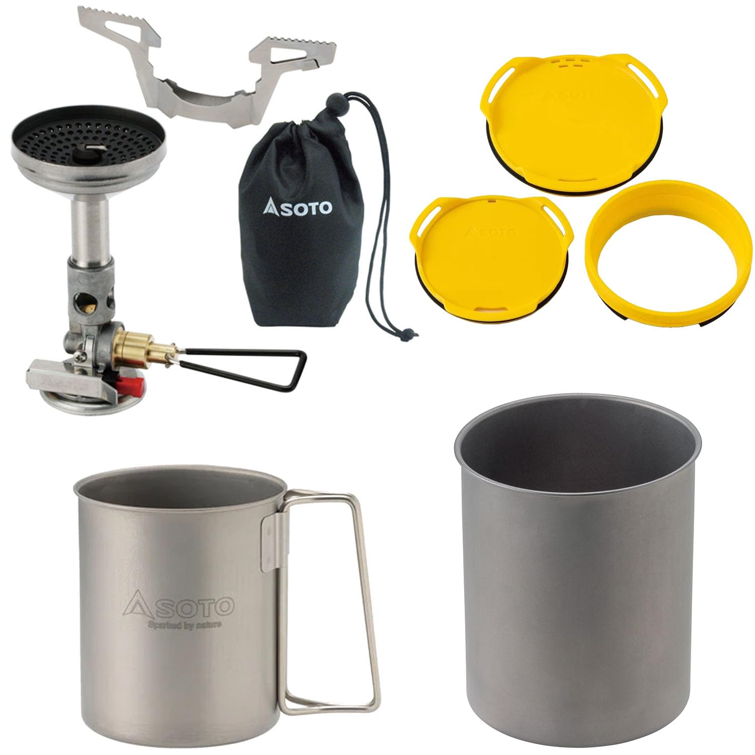 Газовая горелка SOTO Windmaster Single Burner SOD-310TSYL [Эксклюзив в Интернете] Комплект (Кружка, горшок и крышка, желтые)