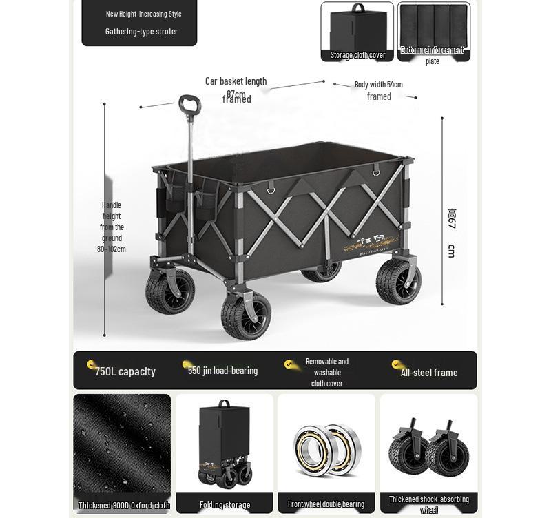 Tragbarer Falt-Campingwagen für Outdoor-Picknick- und Camping-Abenteuer