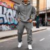 Men's Fleece-Lined Thermal Two-Piece Tracksuit Set | Color Hoodie With Cargo Joggers & Elastic Waist For Casual Outdoor Activities