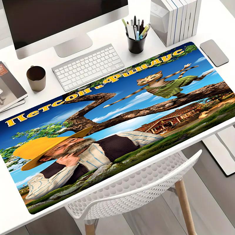 Pettson and Findus Theme Mouse Pad, Non Slip Rubber Base, Multifunctional Office & Home Decor, Perfect for Workspace Personalization.