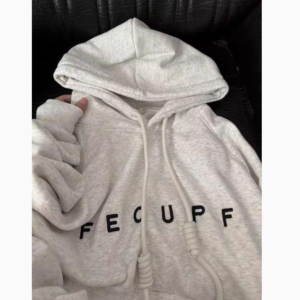 

Женское зимнее худи оверсайз в корейском стиле с вышивкой, на флисе, 2024 Large