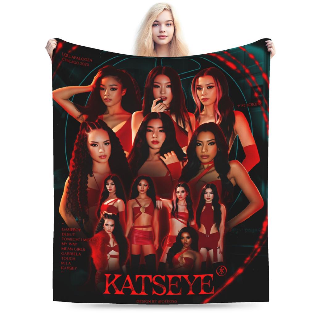 Katseye Kpop hudba Super měkká deka Studentská plyšová přehozová deka Vtipná na pohovku křeslo Flanelové přehozy Potah na pohovku postel