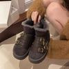 Belt Buckle Platform Snow Boots Winter New Round Toe Suede Plus Wool Warm Non-slip Wear-resistant Cotton Shoes