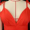 Plus Size Women V Neck Sexy High Waist Gradient Pleated Long Evening Dress