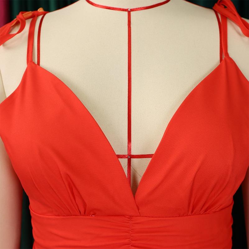 Plus Size Women V Neck Sexy High Waist Gradient Pleated Long Evening Dress