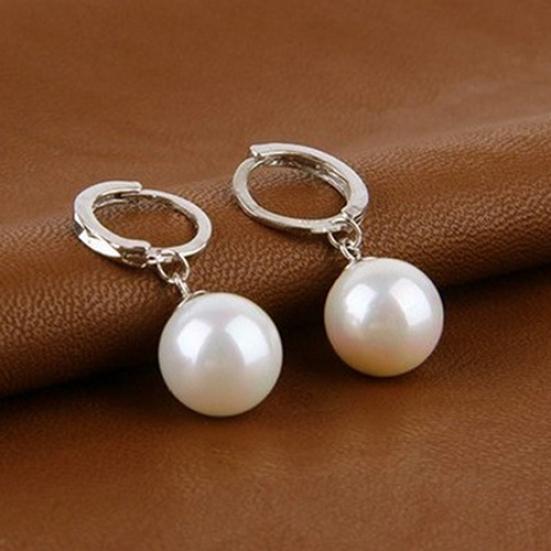 Women's Elegant Faux Pearl Dangle Eardrop Ear Hoop Earrings Jewelry Charm