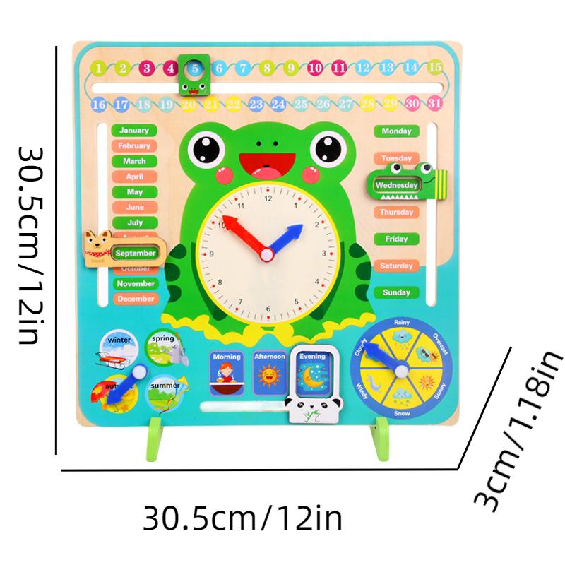 

Деревянные детские часы-лягушка Интеллект Английский Раннее образование Время Игрушка Познание