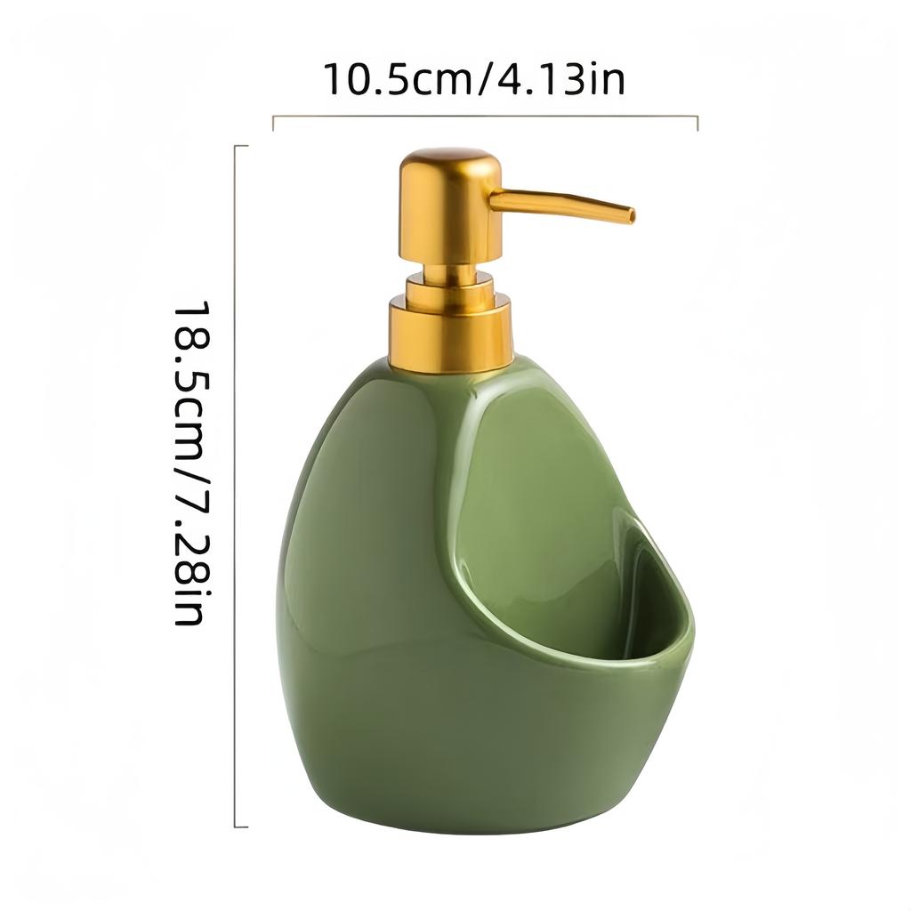 Modern Ceramic Hand Soap Dispenser with Pump , Dual In 1 Soap Holder , Dispenser, Elegant Bathroom Countertop Organizer for Home, Hotel, Spa