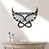 Sculpture murale Ailes d'ange en métal Texte personnalisé Décoration de maison Cadeau pour les parents Panneau anglais