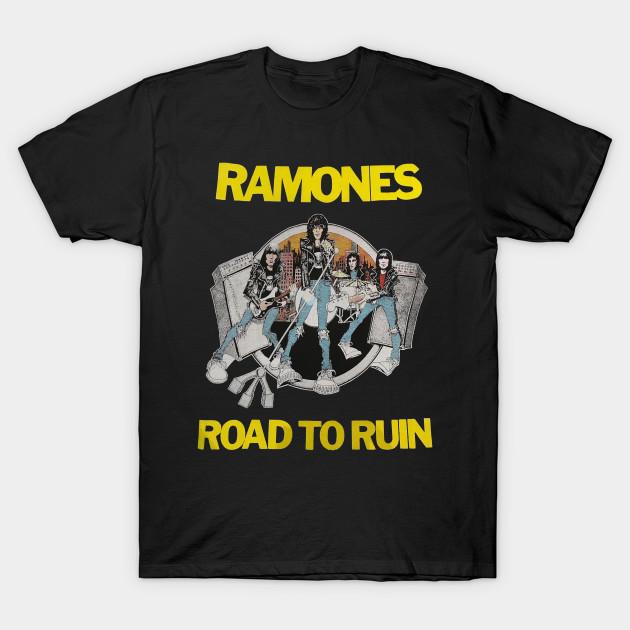 

Men Black Print T-shirt Vintage Tour Road To Ruin No-Cut Transfer Paper Print Cotton Tshirt 4XL чорний