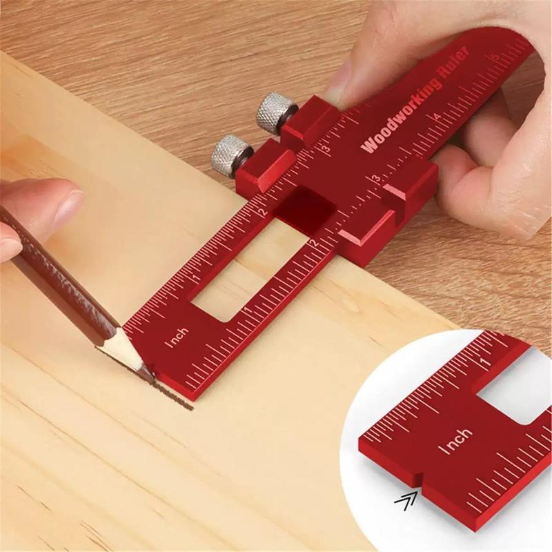 Woodworking Ruler Set Portable Scribing Positioner Ruler Aluminum Alloy Positioning Marking Rulers Carpenter Measuring Tools