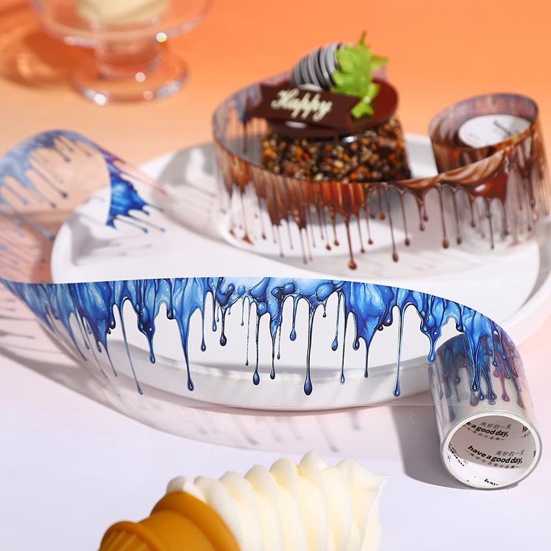200cm/ Roll PET Washi Tapes Jam Chocolate Sauce Dripping Pattern Hand Scene Creative DIY Cup Photo Frame Photo Decoration Tape