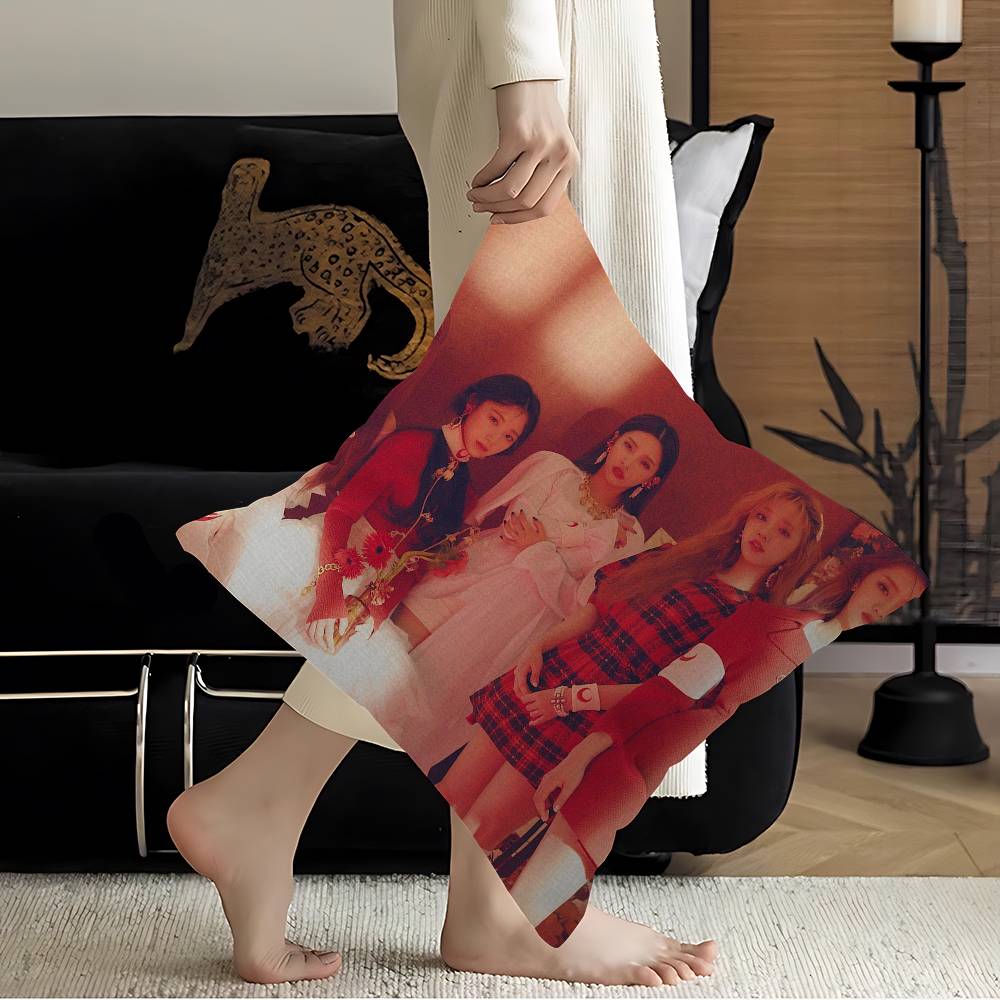 Popular K-Kpop Style Team I-Idles Cushion Cover Pillowcase Upholstery Sofa Throw Pillow Home Decor Pillowcas
