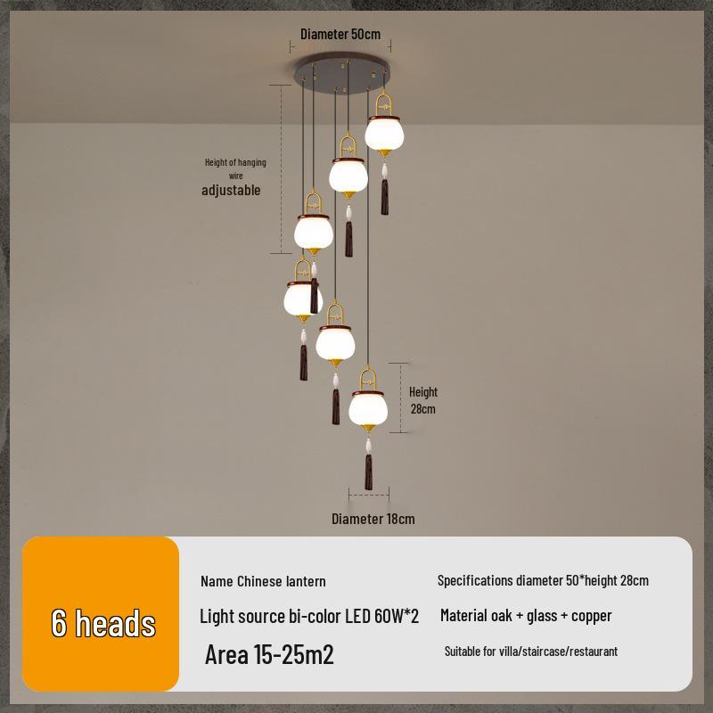 Modern Chinese Spiral Chandelier for Duplex Villas and Restaurants