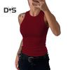 Women Vest Round Neck Sleeveless Elastic Slim Fit Tops Solid Color Sport Camisole Summer Gym Fitness Tops