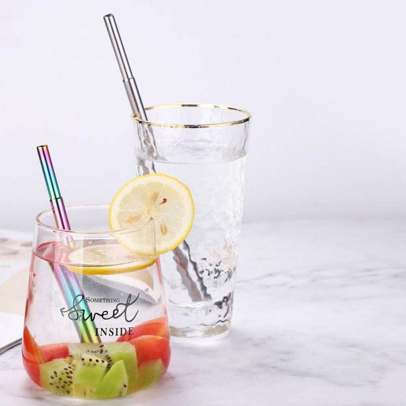 Stainless Steel Telescopic Straws with Cleaning Brush Reusable Drinking Straw Portable Tools Kitchen Bar Drinkware Accessories