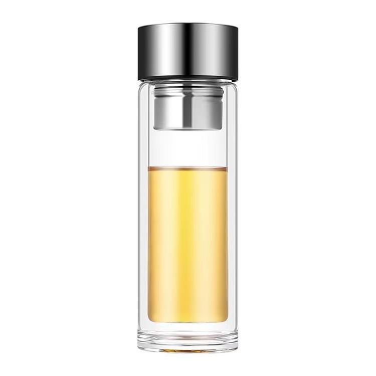 Magnetic Tea Infuser Double-Layer Glass Cup with Quick Open, One-Button Separation, and Car Mountability