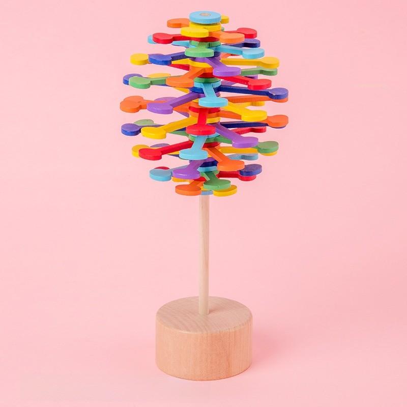 Wooden Rotary Lollipop Puzzle Toy For Office Stress Relief And Brain Teasers