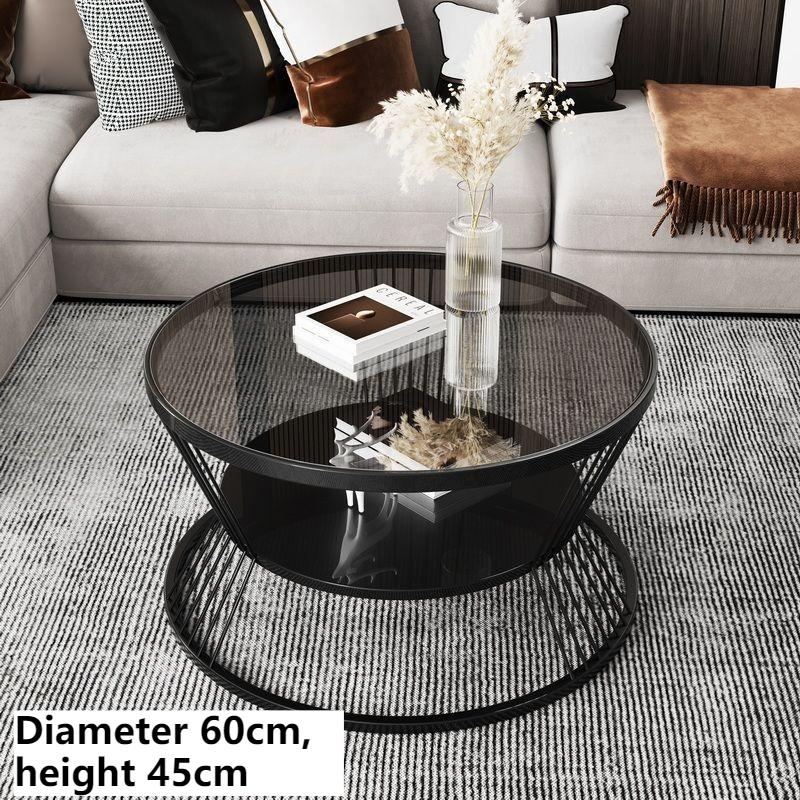 Tempered Glass Coffee Table Round Living Room Center Tables Modern Luxury Storage Coffee Tables Minimalist End Table Furniture