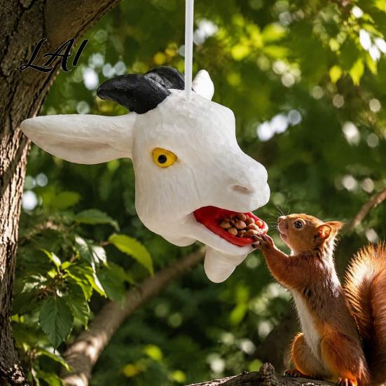Hamster Hedgehog Guinea Pig Feeder Sheep Head Squirrel Feeder Weather Resist Outside Hanging Ornament Durable Plastic Station with Rope Wildlife