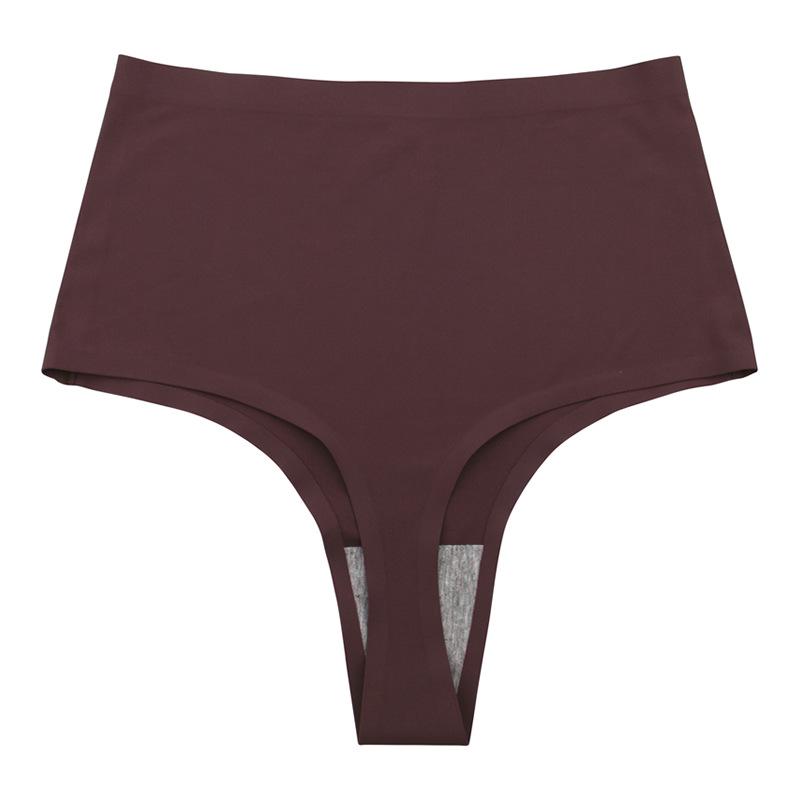 European & American Women's High-Waisted Seamless Ice Silk Thong - Invisible Sports Fitness Underwear
