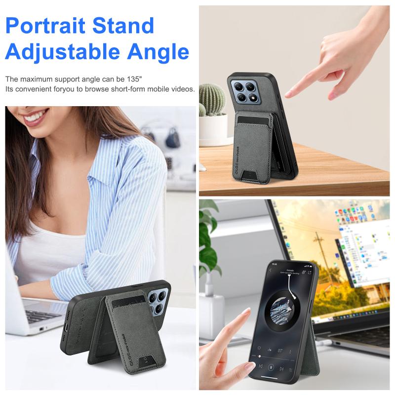 For Magsafe Magnetic Wallet Card Slot Holder Solid Color Leather Phone Case For Xiaomi 15 Pro 13 11 12 14 11T 12T 13T 14T Pro