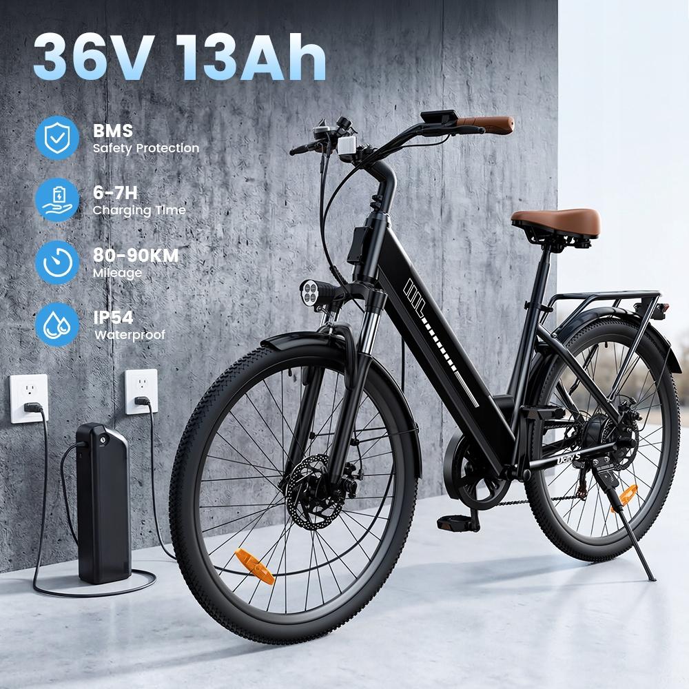 Electric Bicycles UcityS Rower Elektryczny Miejski 26'' 90km 5 Biegów Dla Dorosłych 120kg