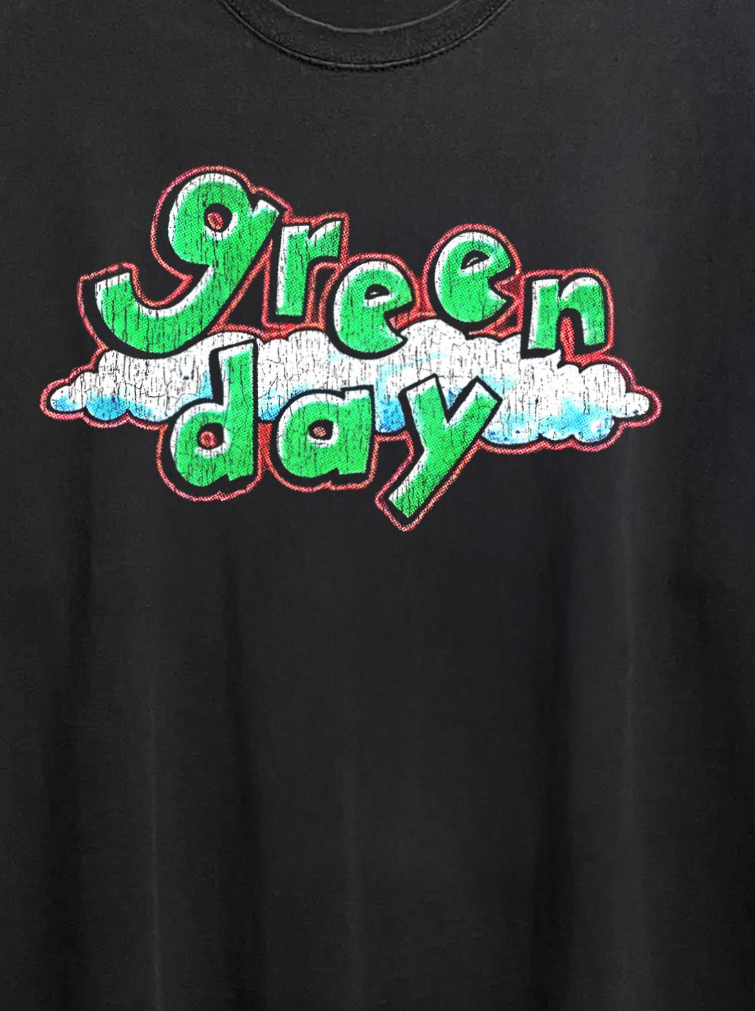 Green Day Washed T-Shirt Black XL L