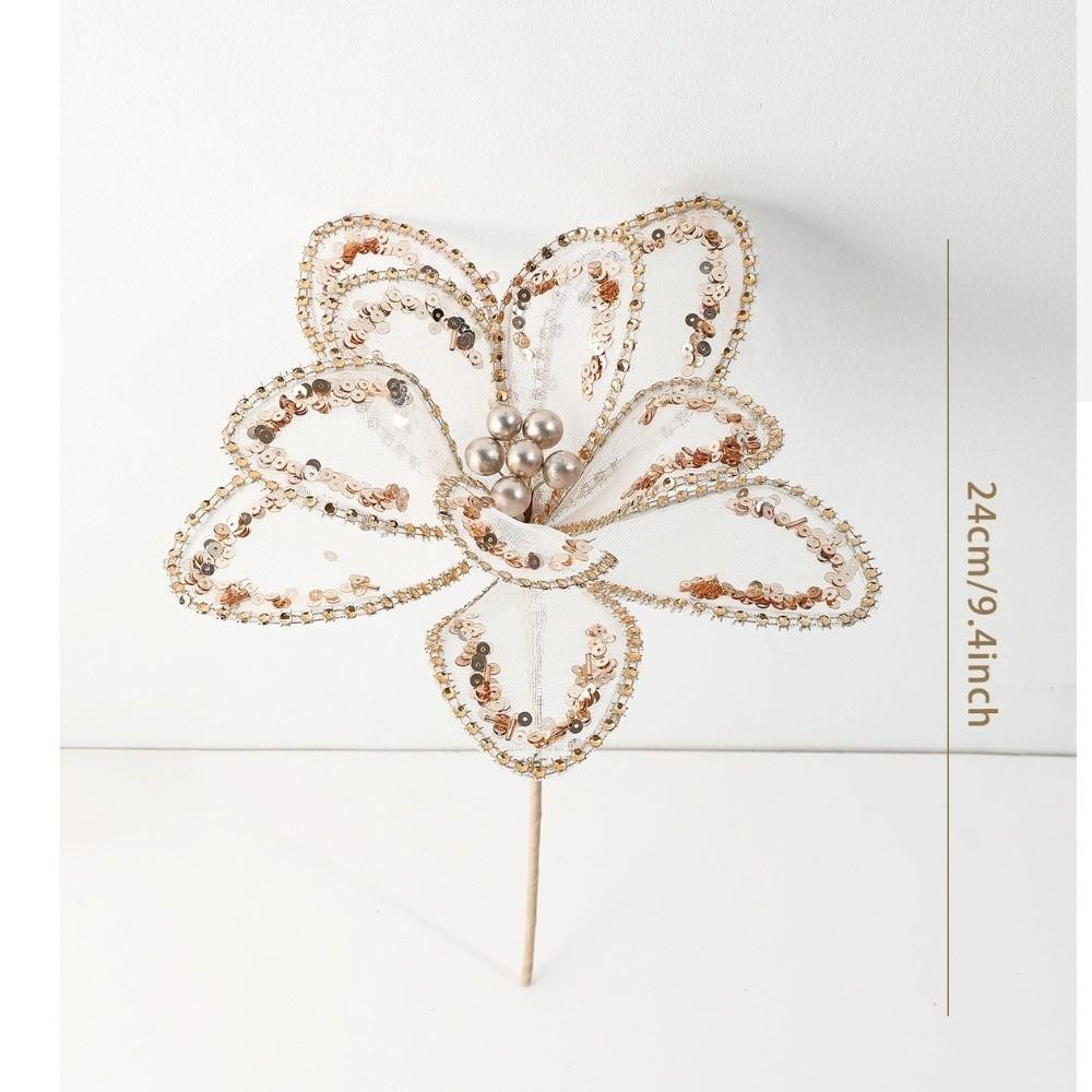 Sequins Artificial Poinsettia Flower Large Sequins Flower  Wedding Decoration