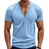 Tricou Henley cu mânecă scurtă pentru bărbați, tricou casual de culoare solidă, cu mânecă scurtă pentru bărbați, polo pentru bărbați, bumbac, tricouri pentru bărbați