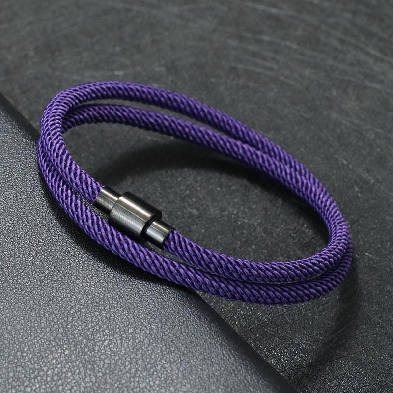 Nový minimalistický náramek s řetízkem 4 mm pro muže z nerezové oceli s magnetickým zapínáním Dvojitý látkový náramek Pulsera Hombre Dárek pro něj