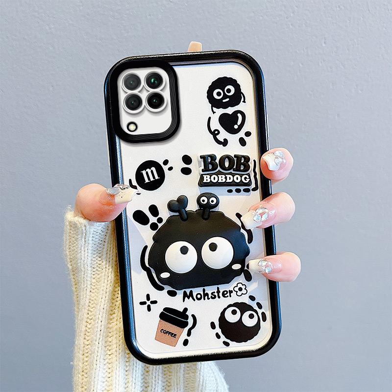 KEYSION Shockproof Case for Samsung A12 A22 4G with Lanyard Silicone Cute 3D Cartoon Doll Phone Cover for Galaxy M32 M12