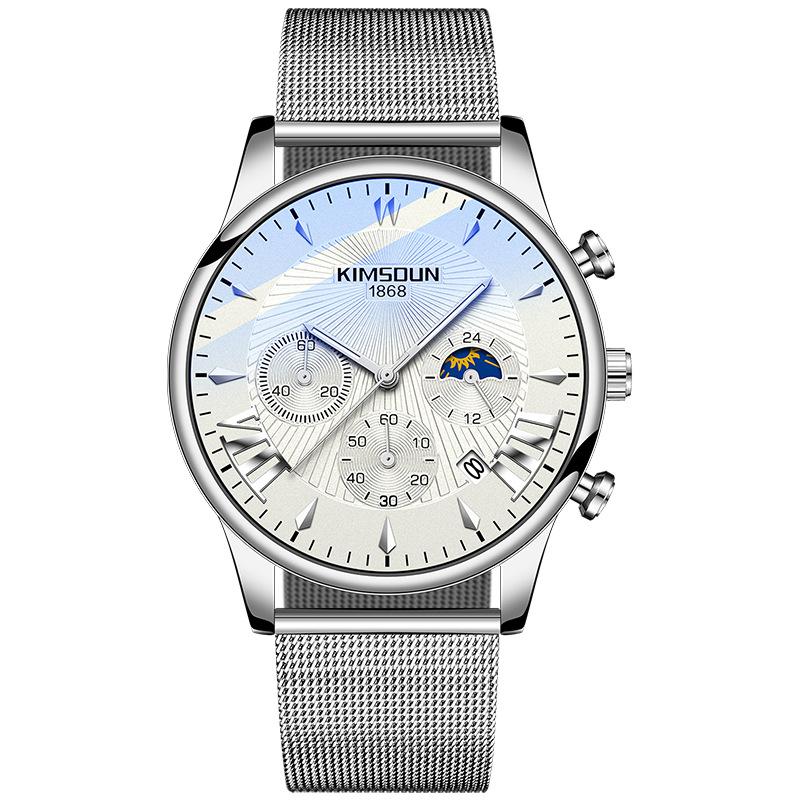 KIMSDun Uhr Herren Top Marke Luxus Uhr Neue Mondphase Stern Herrenuhr Studenten Mode Trend Multifunktion Quarz Form Wasserdicht Herrenuhr