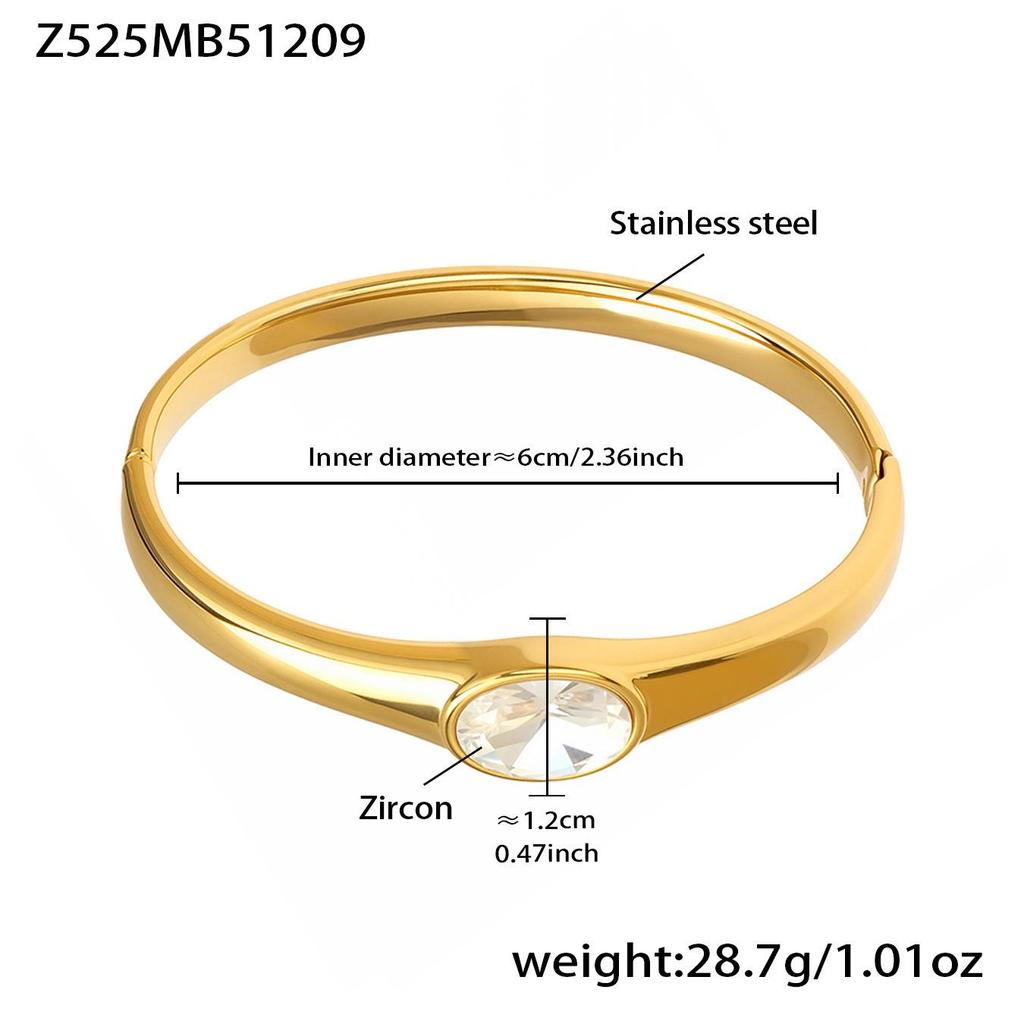 18K Gold-Plated Stainless Steel Zircon Clasp Bracelet - European & American Chic Women's Fashion
