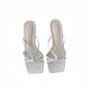 Strong push! Huge gentleness! Purple high heels women's outer wear square head crossed thin strap open-toed thin heel fairy cool slippers