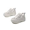 Summer breathable hollow shoes women's trendy new thick-soled leather white shoes
