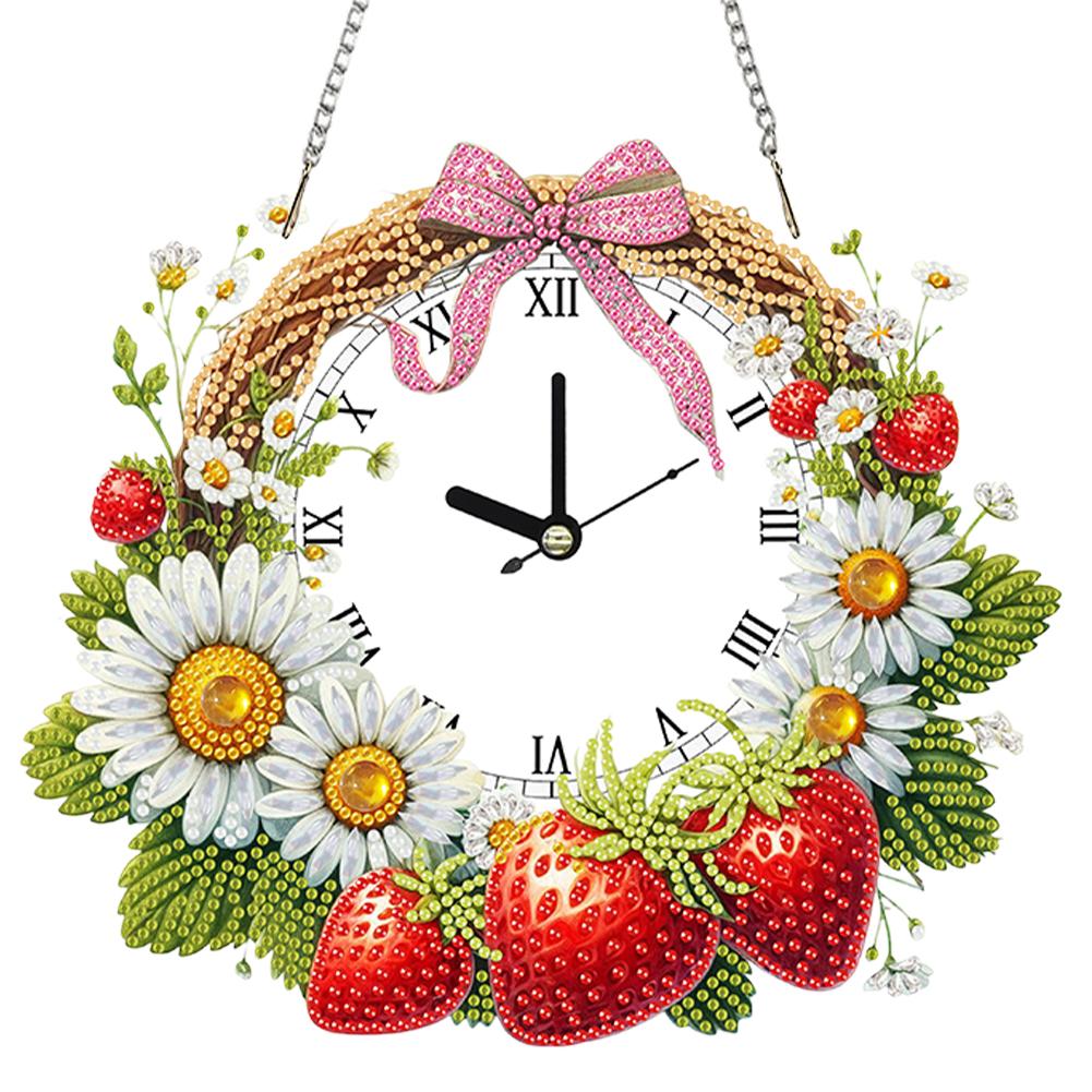 2D Flat DIY Special Shape Rhinestone Diamond Art Clock Wall Pendants Diamond Clock Art Pendant DIY Home Decor Hanging Charm