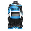 Girls Stage Performance Costume Long Sleeve Letter Print Shiny Rhinestones Color Block Cheerleading Set
