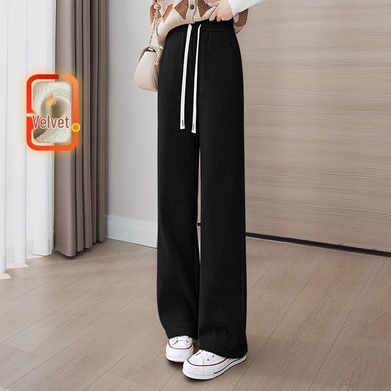 Women's Fleece-Lined Wide-Leg Drawstring Sweatpants