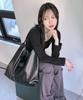[Free Pouch] Cats Double Line Eyelet Leather Shoulder Bag Unisex