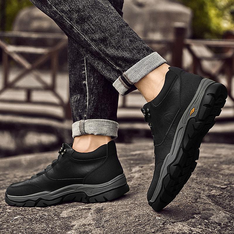 Fashion Men Casual Leather Shoes Classic Quality Anti-slip Wearable Large Size Climbing Shoes Outdoor Sneakers Trekking Leather Footwear