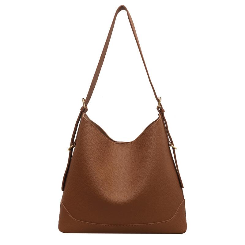 Lychee Pattern Retro Portable Mother and Child Bag Women's Large-capacity Solid Color Versatile Casual Shoulder Bag Fashionable Commuter Messenger Bag