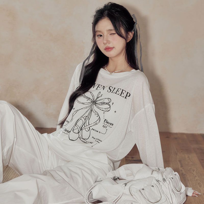 Summer New Pure Desire Style Spicy Girl Long Sleeve T-shirt Women's Thin Sunscreen Cover Shirt Slimming and slimming Unique Versatile Top