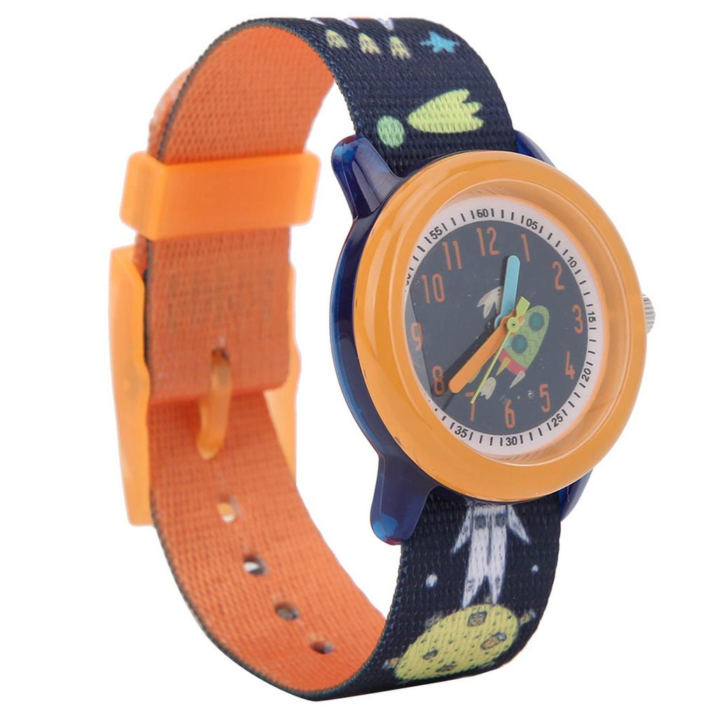 Children Watch Cartoon Pattern Waterproof Ribbon Strap Quartz Children WatchOrange
