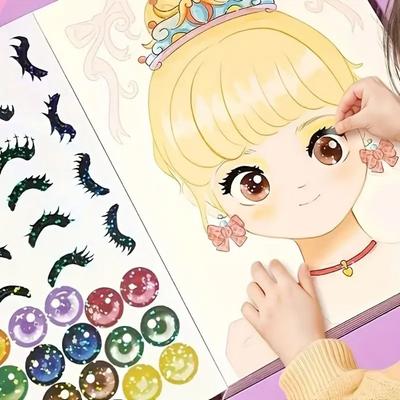 New 3 In 1 DIY Princess Makeup Set Sticker Diamond Princess Dress Up Book Gifts Paper Art Craft Kits Girls