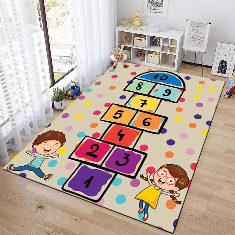 Spielmatte Hüpfburg Indoor Cartoon Eltern-Kind-Spiel Dekoration Teppich Schlafzimmer Nachttisch Kinderspiel Zahlen Spielzimmer Dekoration